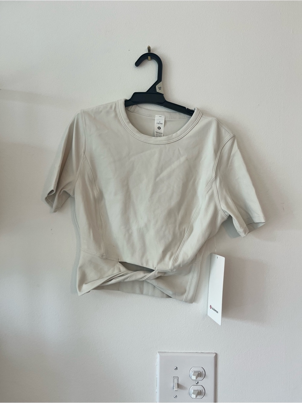 lululemon athletica Short Sleeve Twist Crop Top — Light Beige